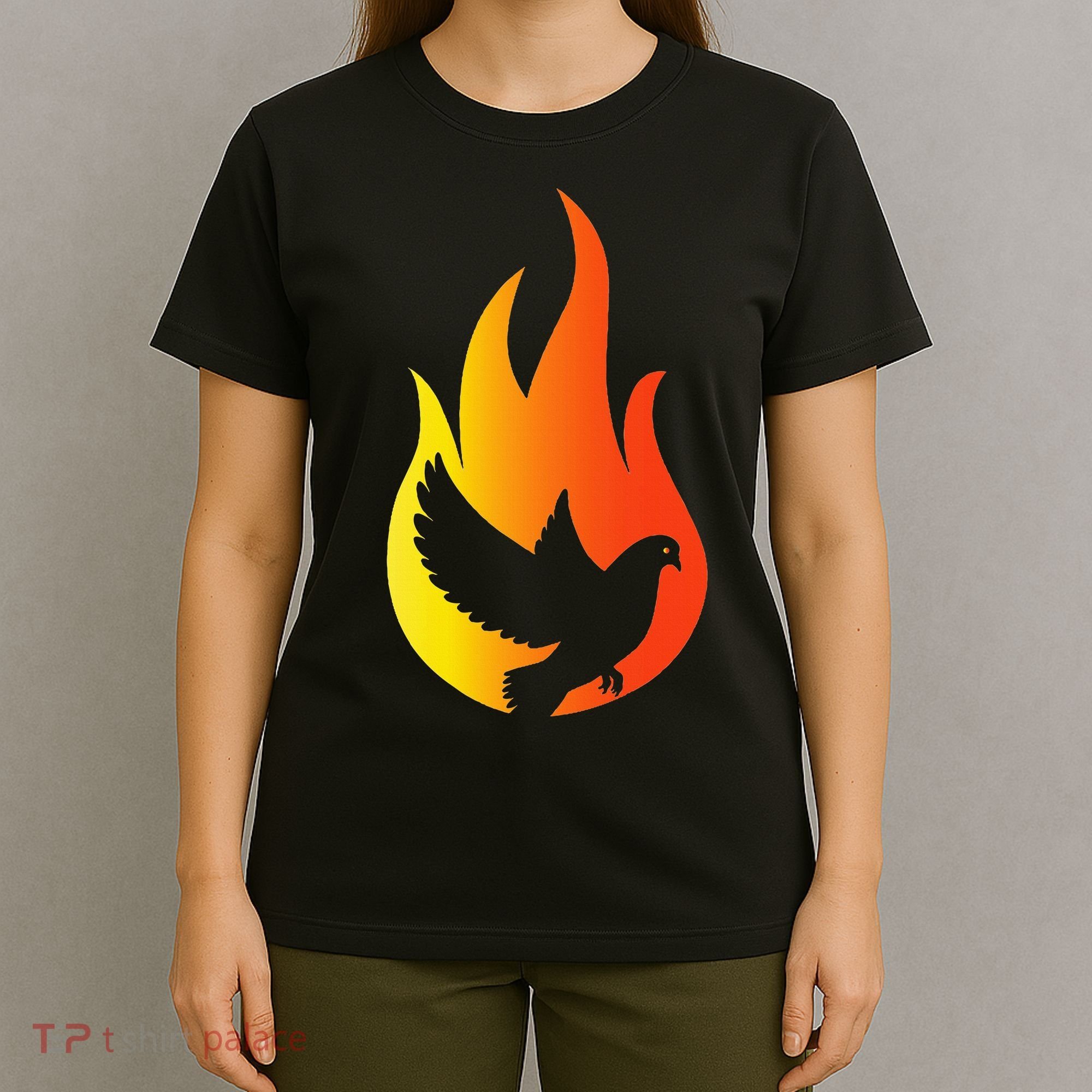 Pentecost Doves Tongues Fire Flame Holy Spirit Catholic T-Shirt