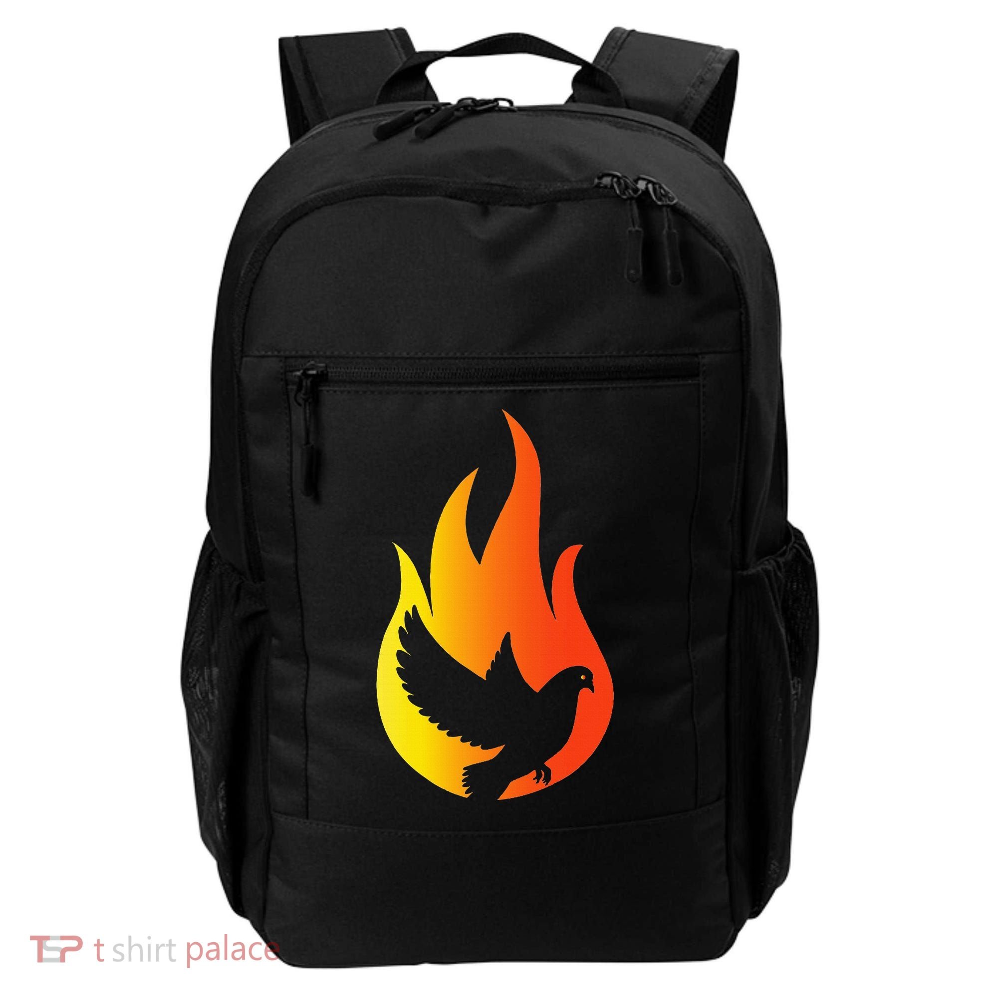 Pentecost Doves Tongues Fire Flame Holy Spirit Catholic Backpack