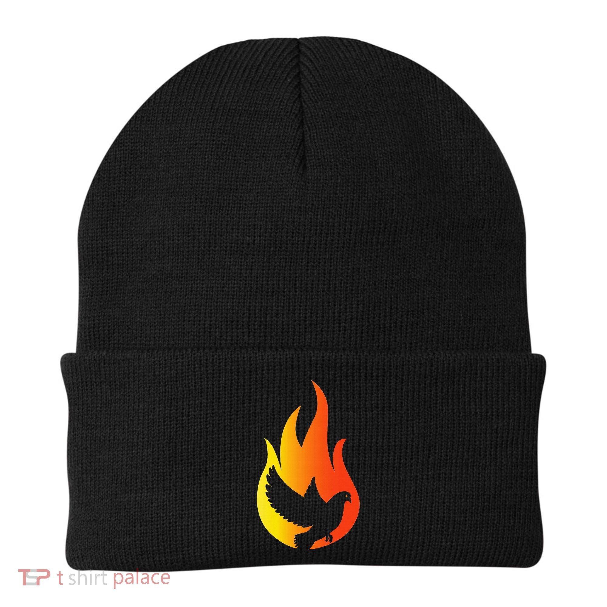 Pentecost Doves Tongues Fire Flame Holy Spirit Catholic Beanie
