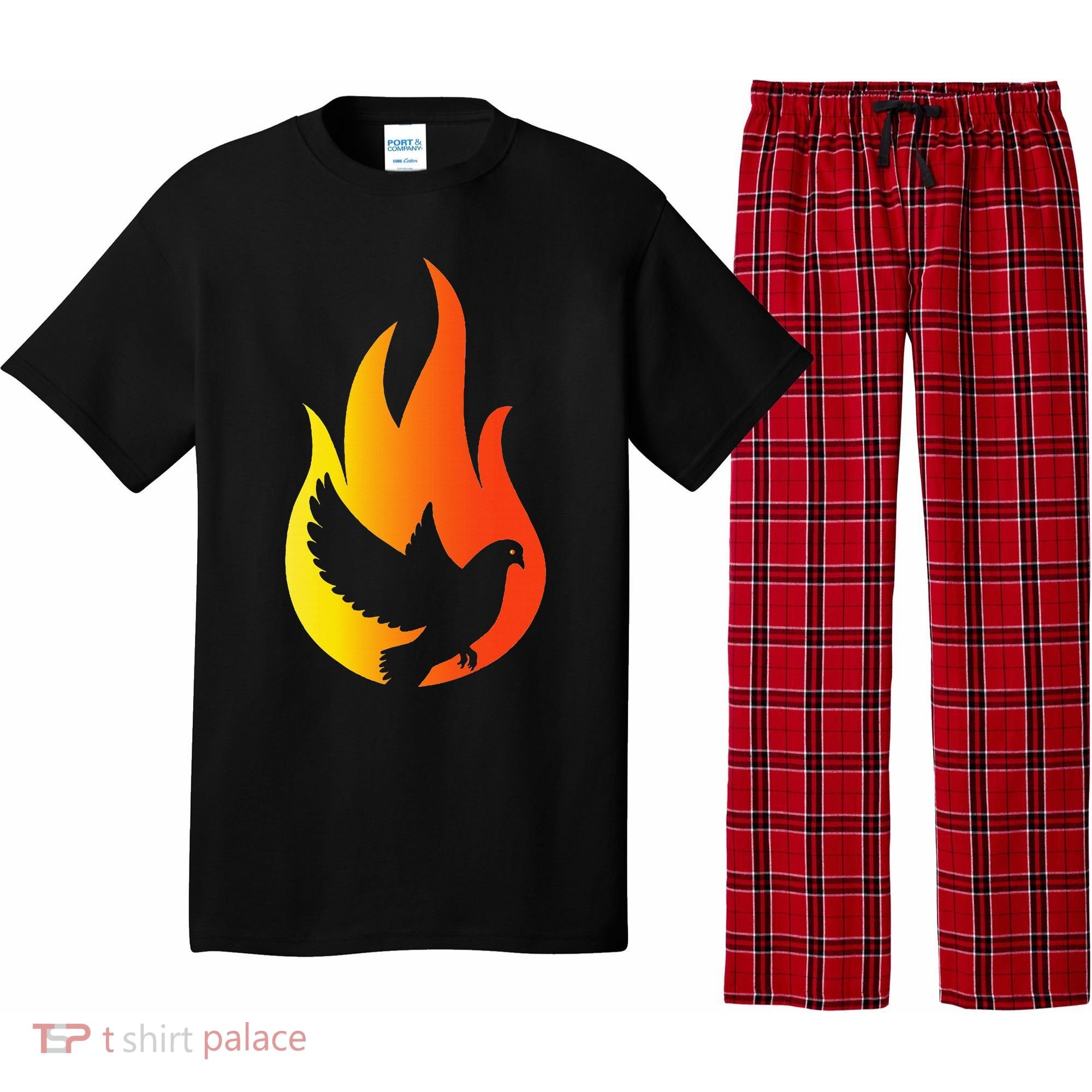 Pentecost Doves Tongues Fire Flame Holy Spirit Catholic Pajama Set