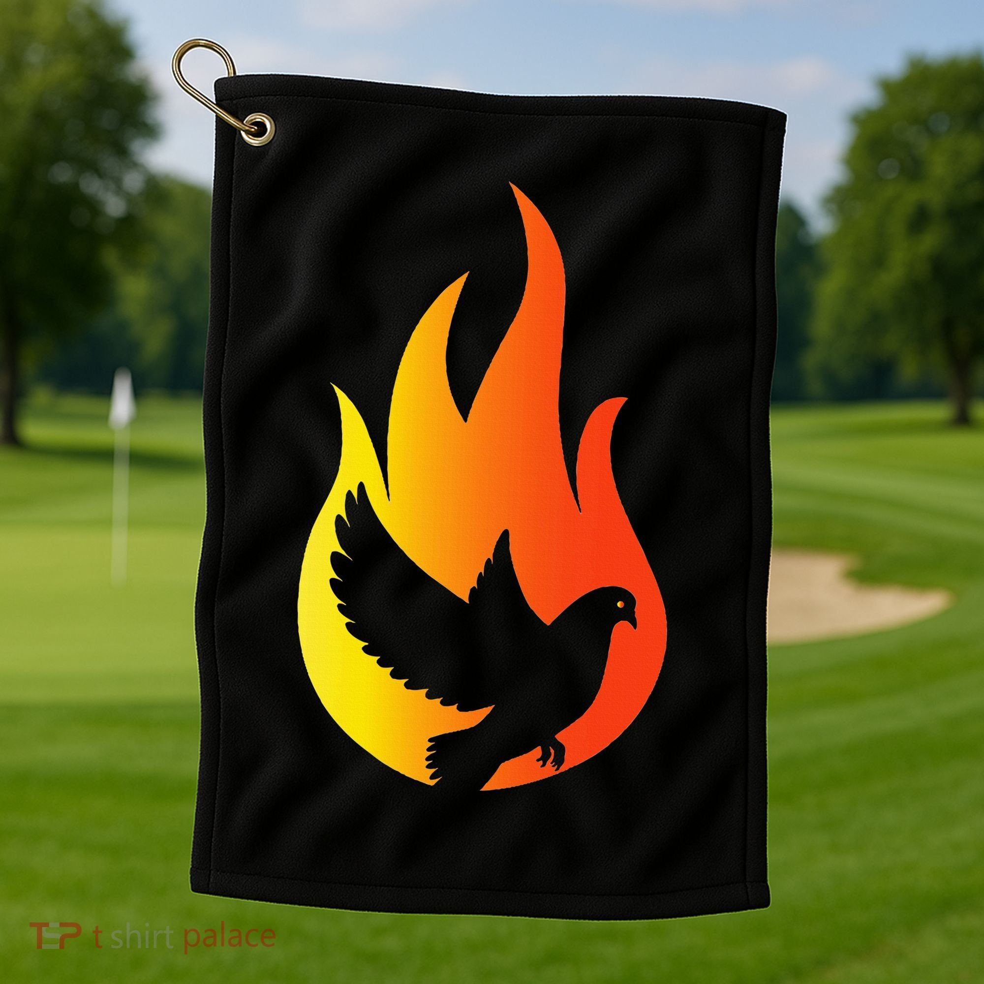 Pentecost Doves Tongues Fire Flame Holy Spirit Catholic Golf Towel