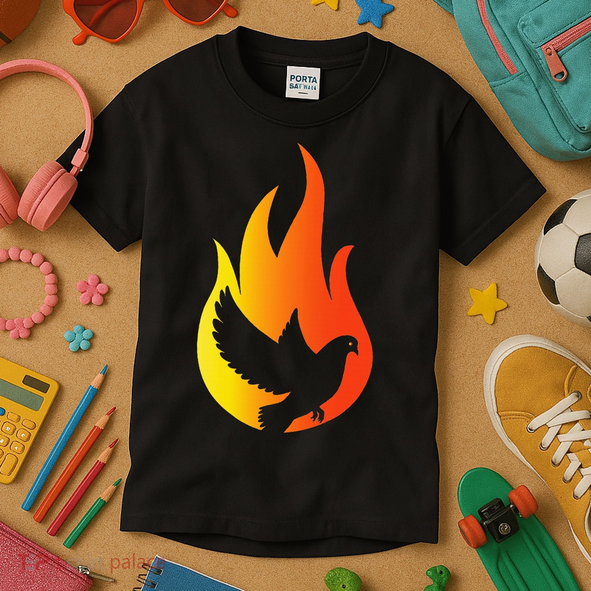 Pentecost Doves Tongues Fire Flame Holy Spirit Catholic Kids T-Shirt