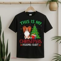 Papillon Dog Ugly Xmas Party This Is My Christmas Pajama T-Shirt thumb 2