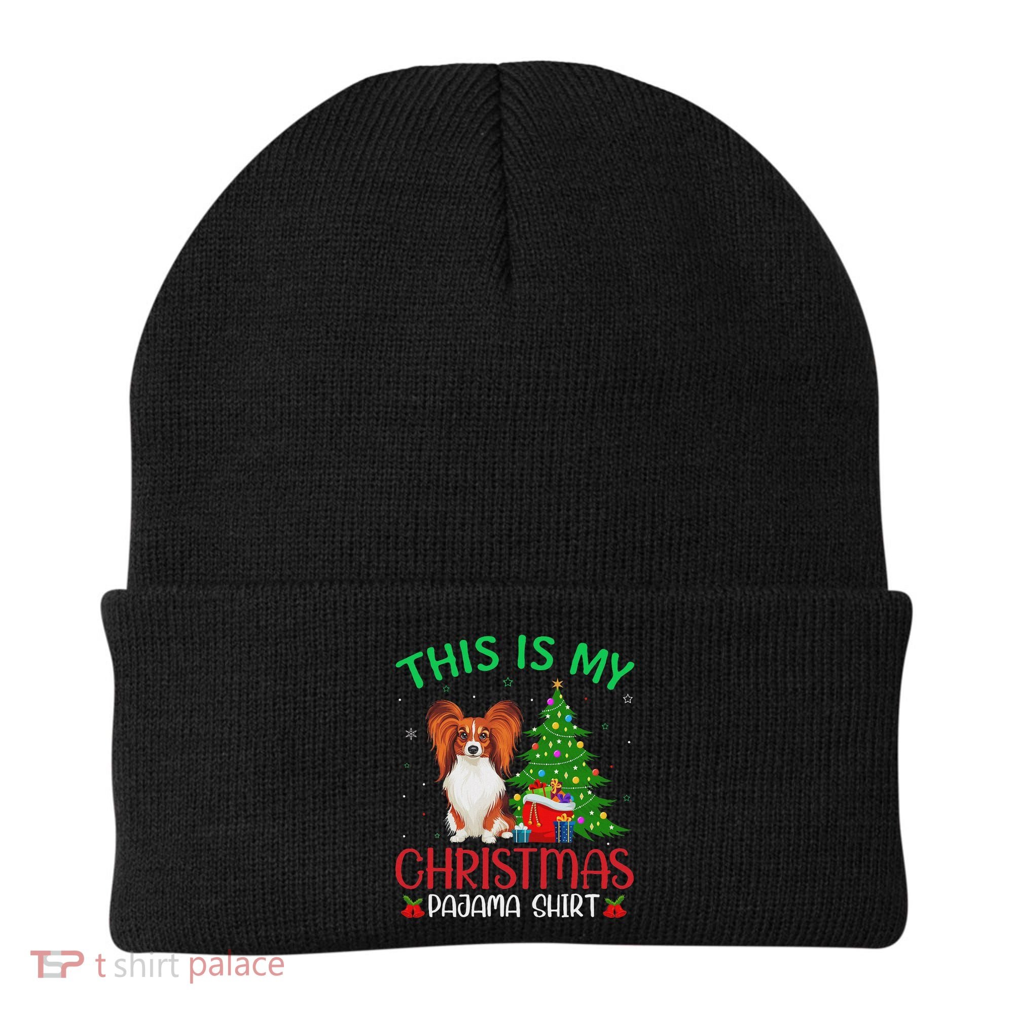 Papillon Dog Ugly Xmas Party This Is My Christmas Pajama Beanie