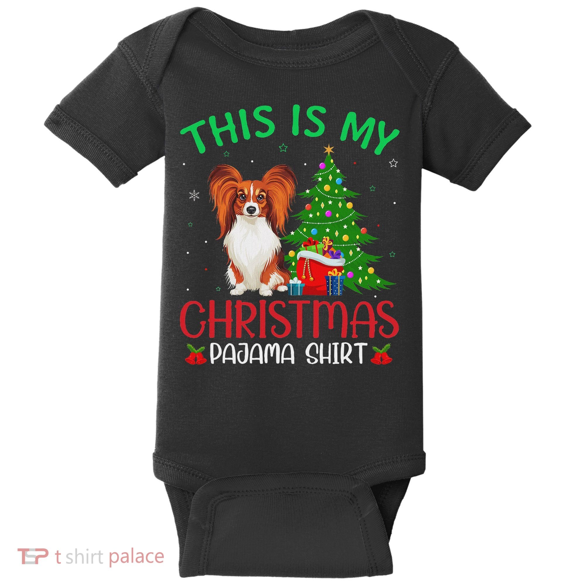 Papillon Dog Ugly Xmas Party This Is My Christmas Pajama Baby Bodysuit