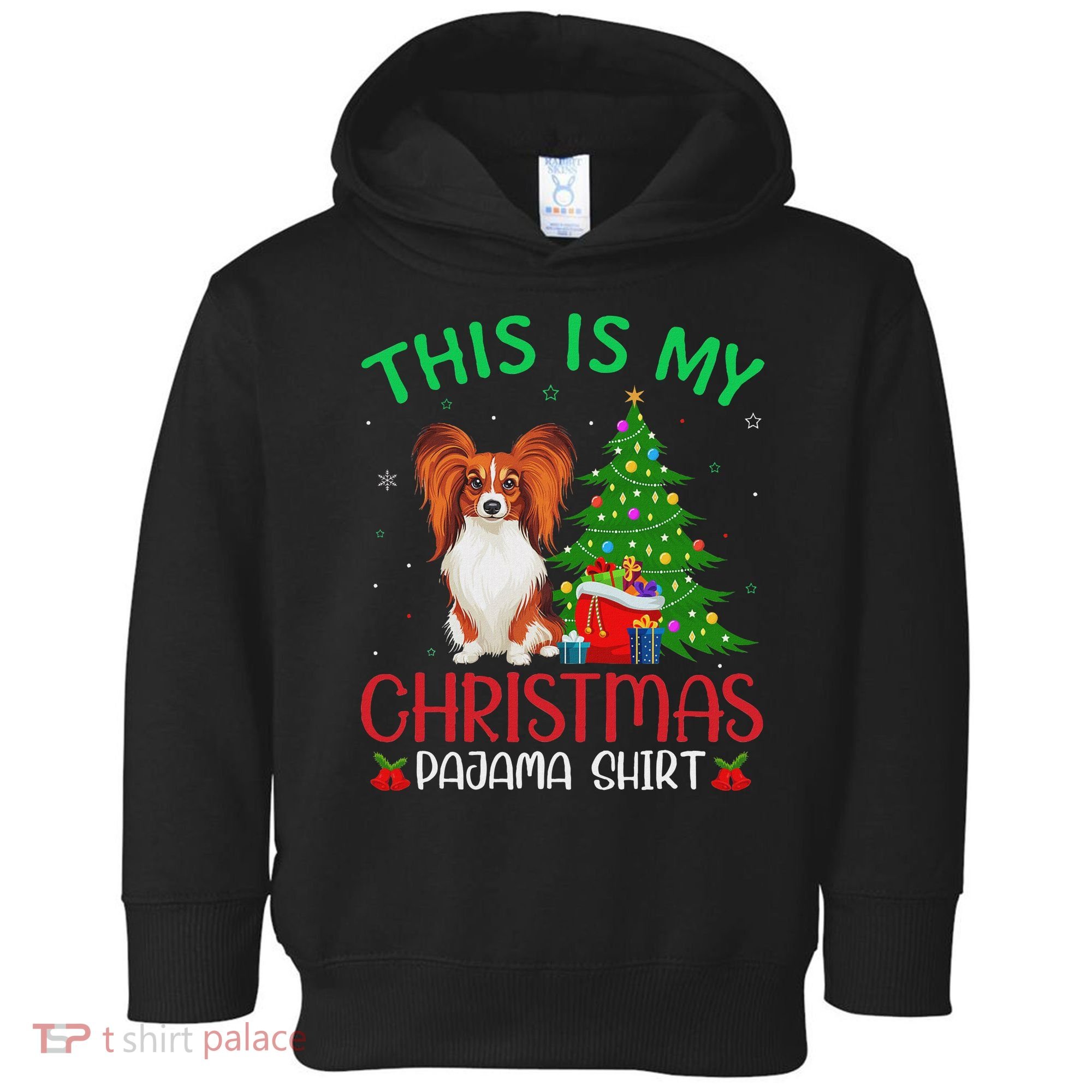 Papillon Dog Ugly Xmas Party This Is My Christmas Pajama Toddler Hoodie