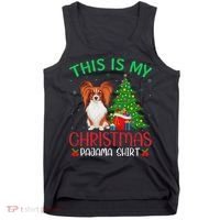 Papillon Dog Ugly Xmas Party This Is My Christmas Pajama Tank Top thumb 0