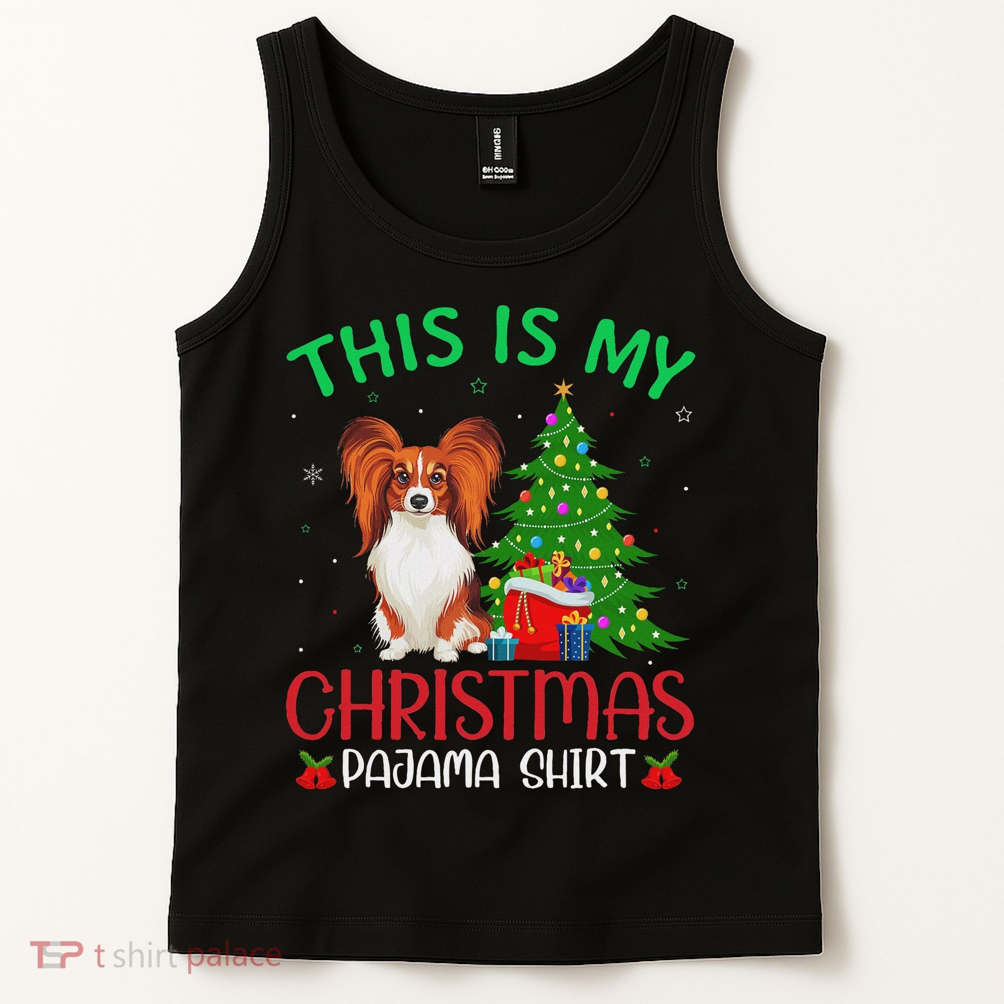Papillon Dog Ugly Xmas Party This Is My Christmas Pajama Tank Top