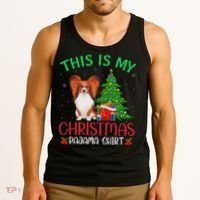 Papillon Dog Ugly Xmas Party This Is My Christmas Pajama Tank Top thumb 3