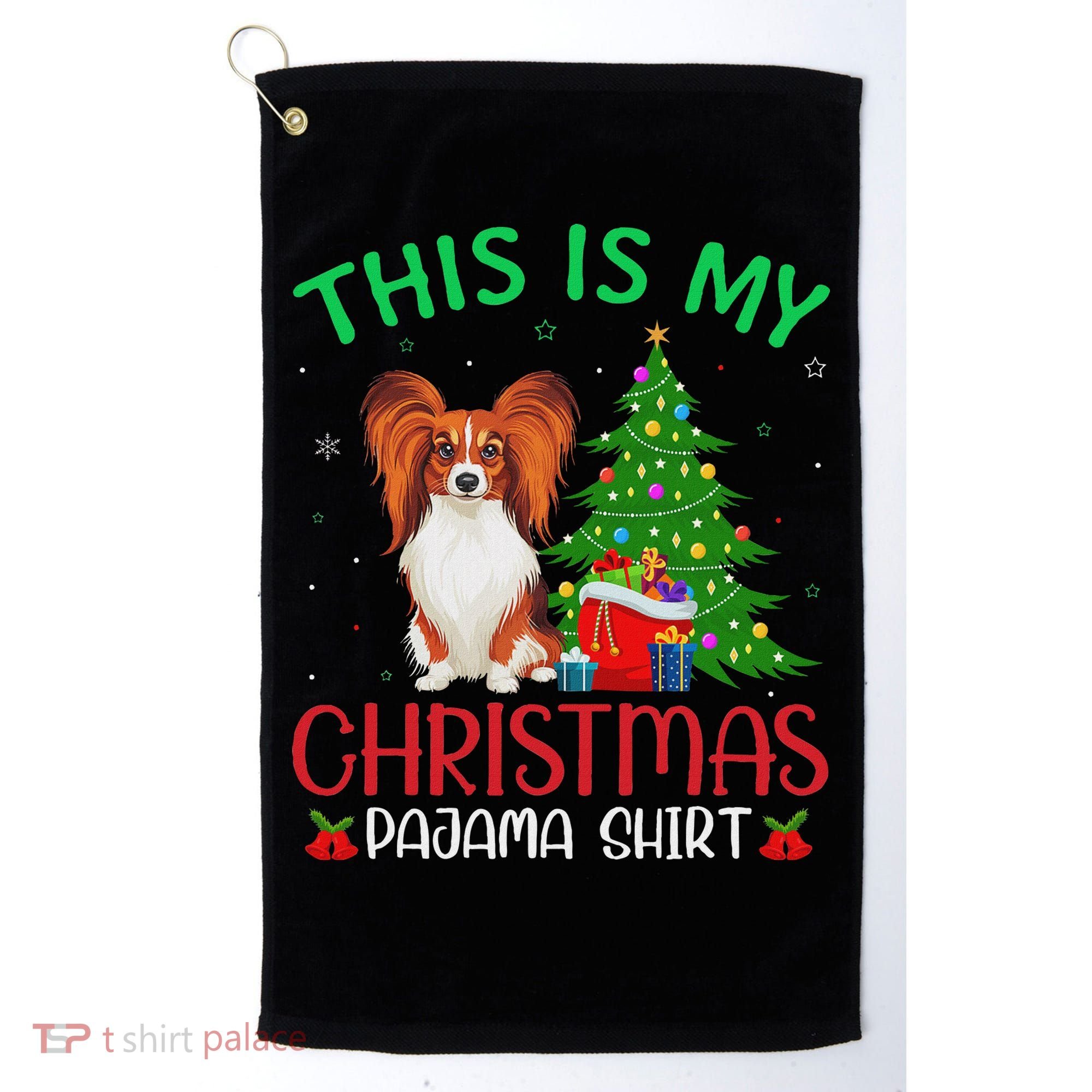 Papillon Dog Ugly Xmas Party This Is My Christmas Pajama Golf Towel