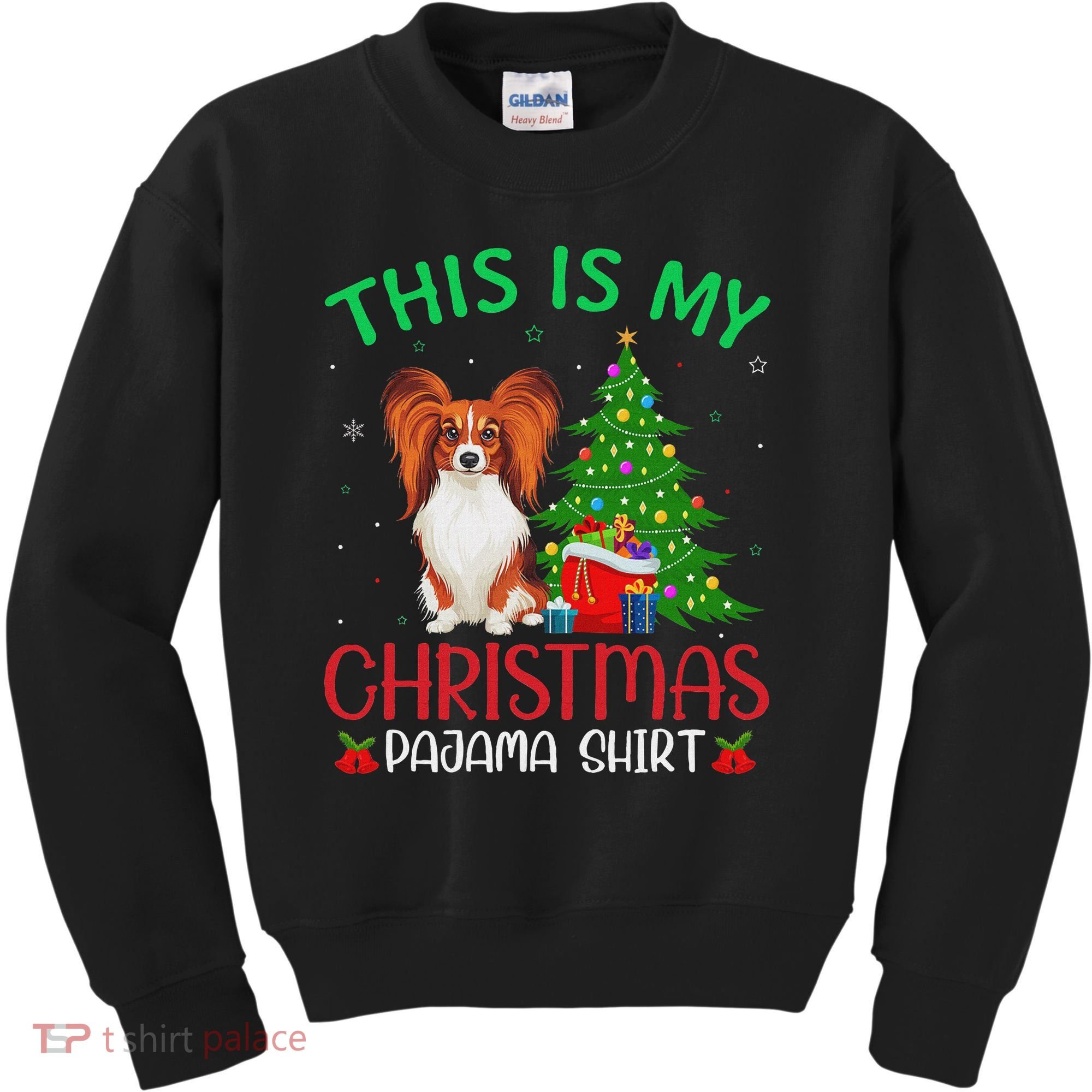 Papillon Dog Ugly Xmas Party This Is My Christmas Pajama Kids Sweatshirt