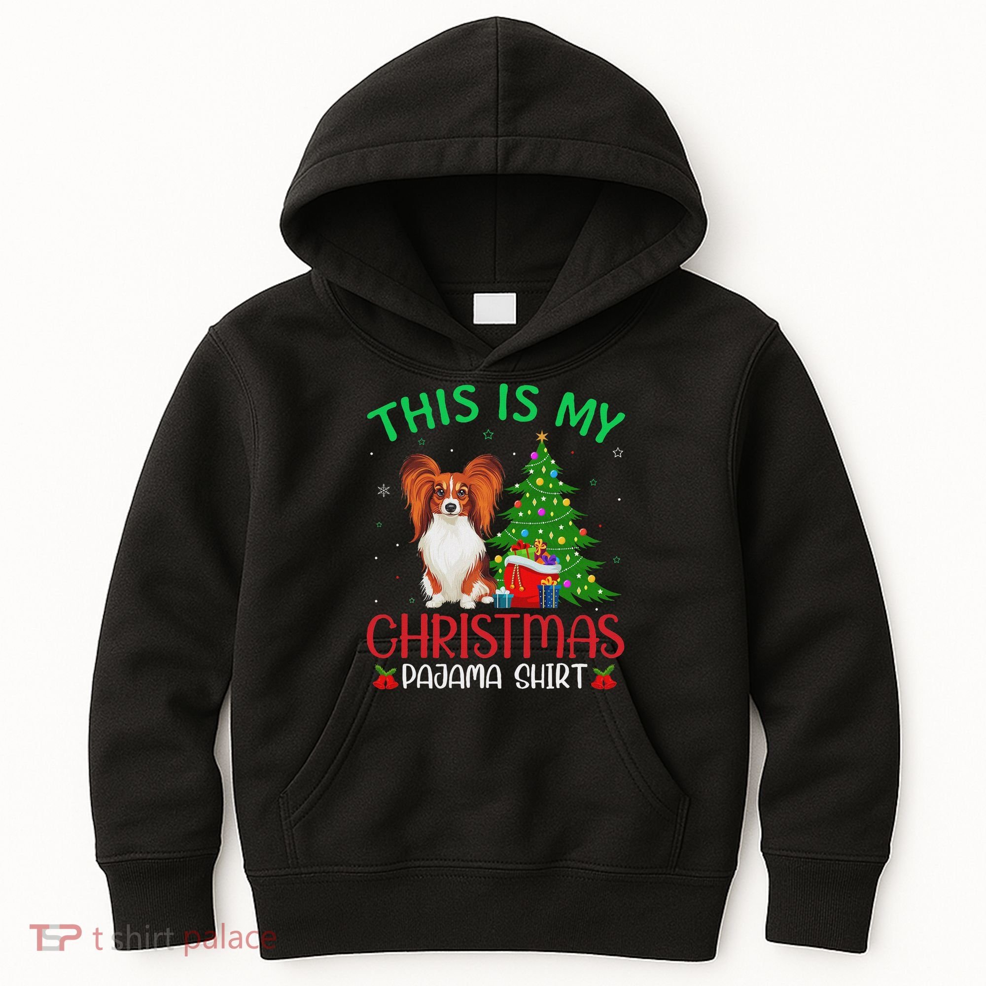 Papillon Dog Ugly Xmas Party This Is My Christmas Pajama Kids Hoodie