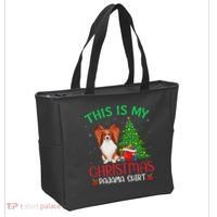 Papillon Dog Ugly Xmas Party This Is My Christmas Pajama Tote Bag thumb 2