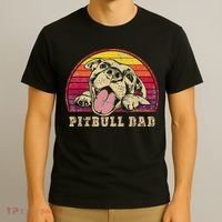 Pitbull Dad Vintage Smiling Pitbull on Sunset T-Shirt thumb 3