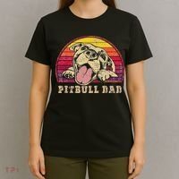Pitbull Dad Vintage Smiling Pitbull on Sunset T-Shirt thumb 4