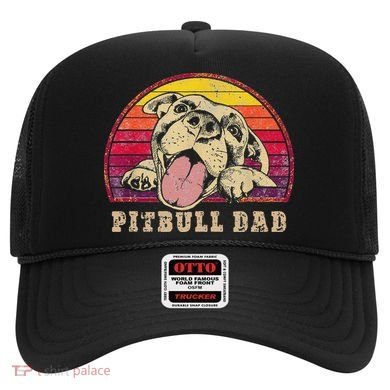 Pitbull Dad Vintage Smiling Pitbull on Sunset Hat