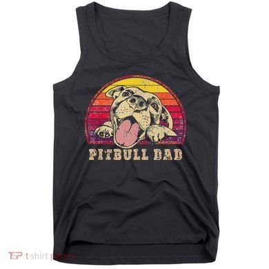 Pitbull Dad Vintage Smiling Pitbull on Sunset Tank Top