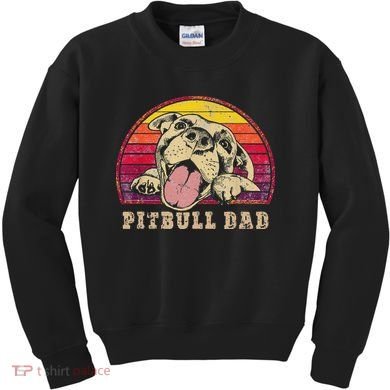 Pitbull Dad Vintage Smiling Pitbull on Sunset Kids Sweatshirt