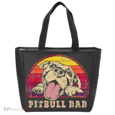 Pitbull Dad Vintage Smiling Pitbull on Sunset Tote Bag
