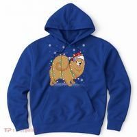 Pomeranian Dog Xmas Lighting Santa Pomeranian Christmas Gift Hoodie thumb 0