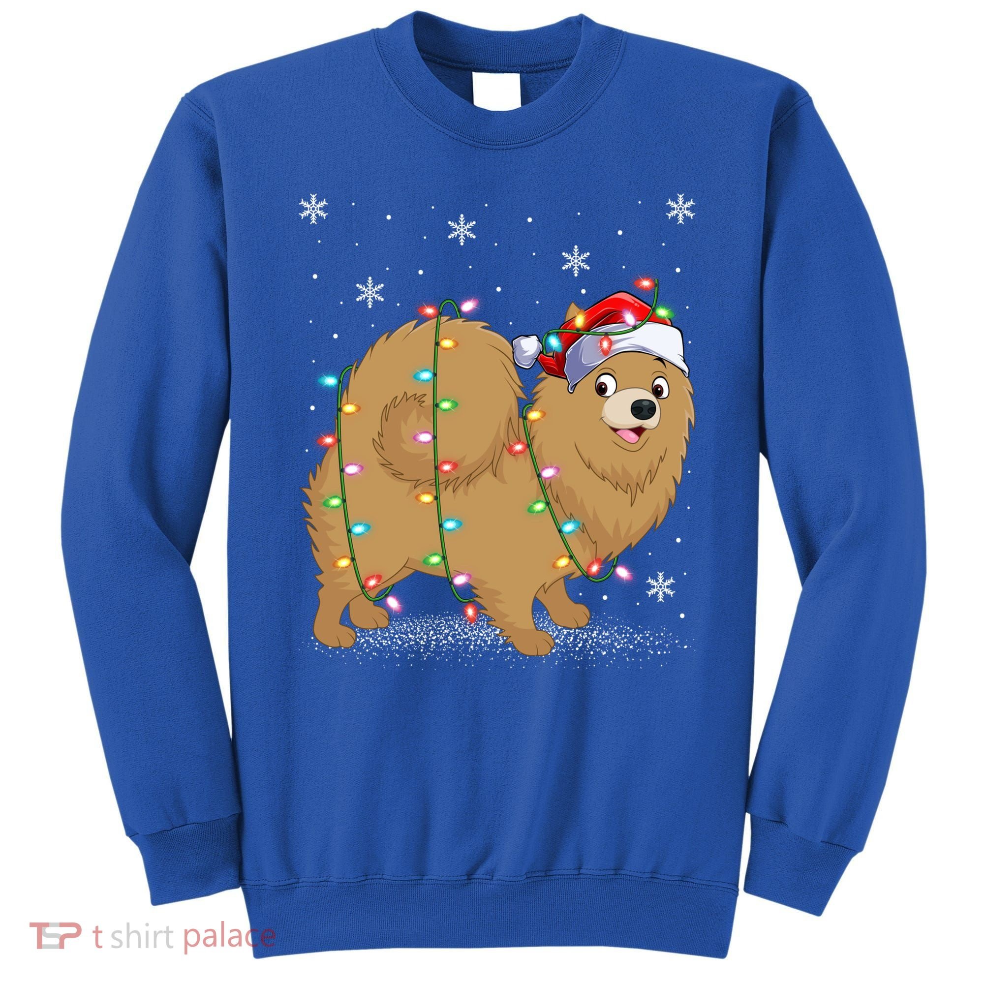 Pomeranian Dog Xmas Lighting Santa Pomeranian Christmas Gift Sweatshirt