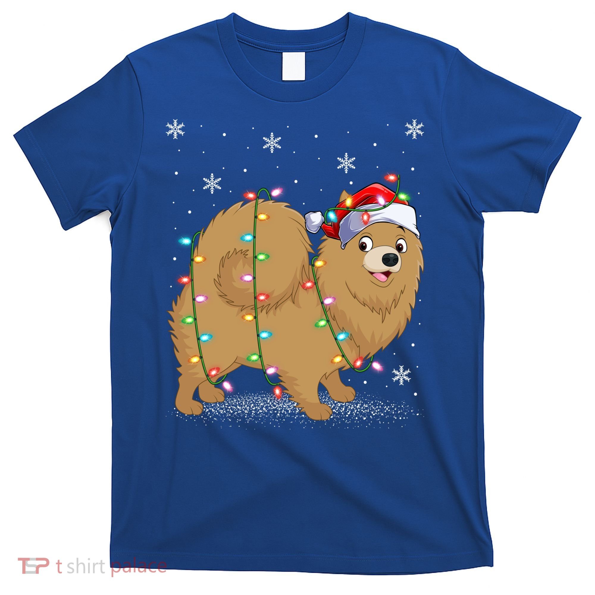 Pomeranian Dog Xmas Lighting Santa Pomeranian Christmas Gift T-Shirt