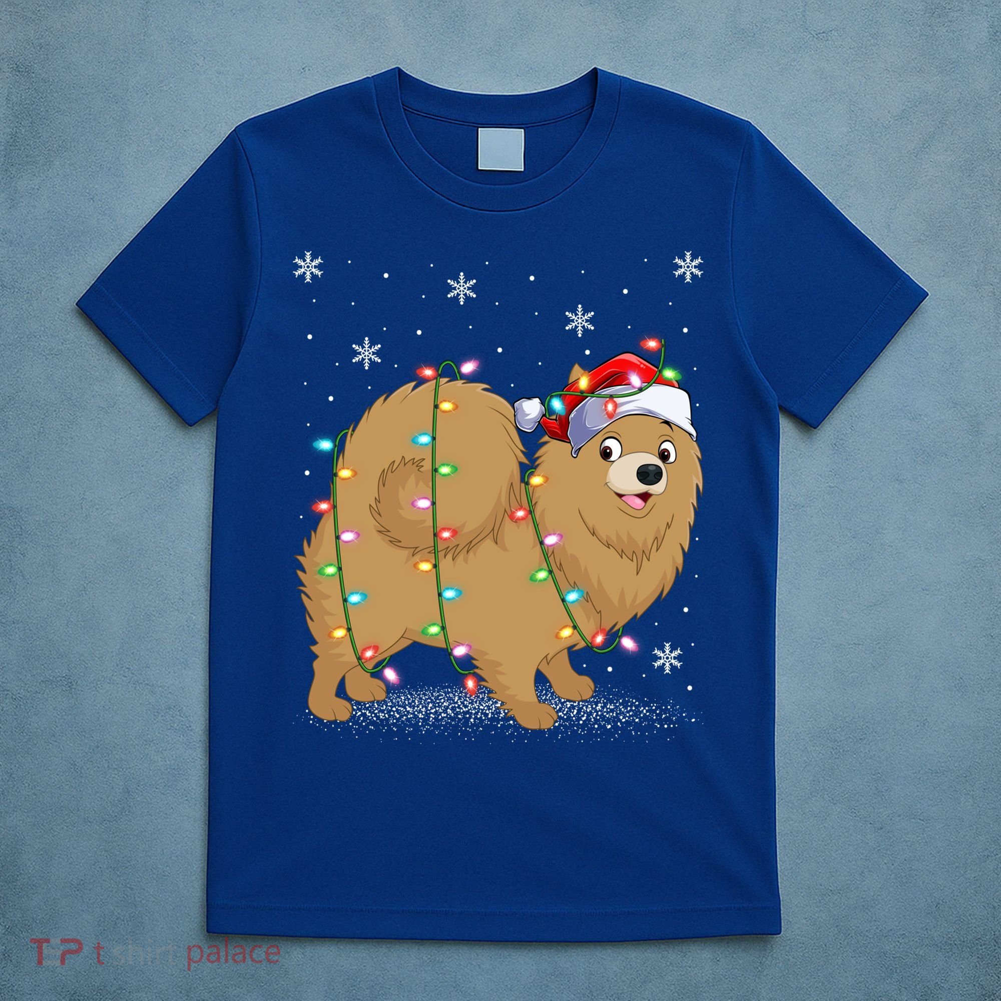 Pomeranian Dog Xmas Lighting Santa Pomeranian Christmas Gift T-Shirt