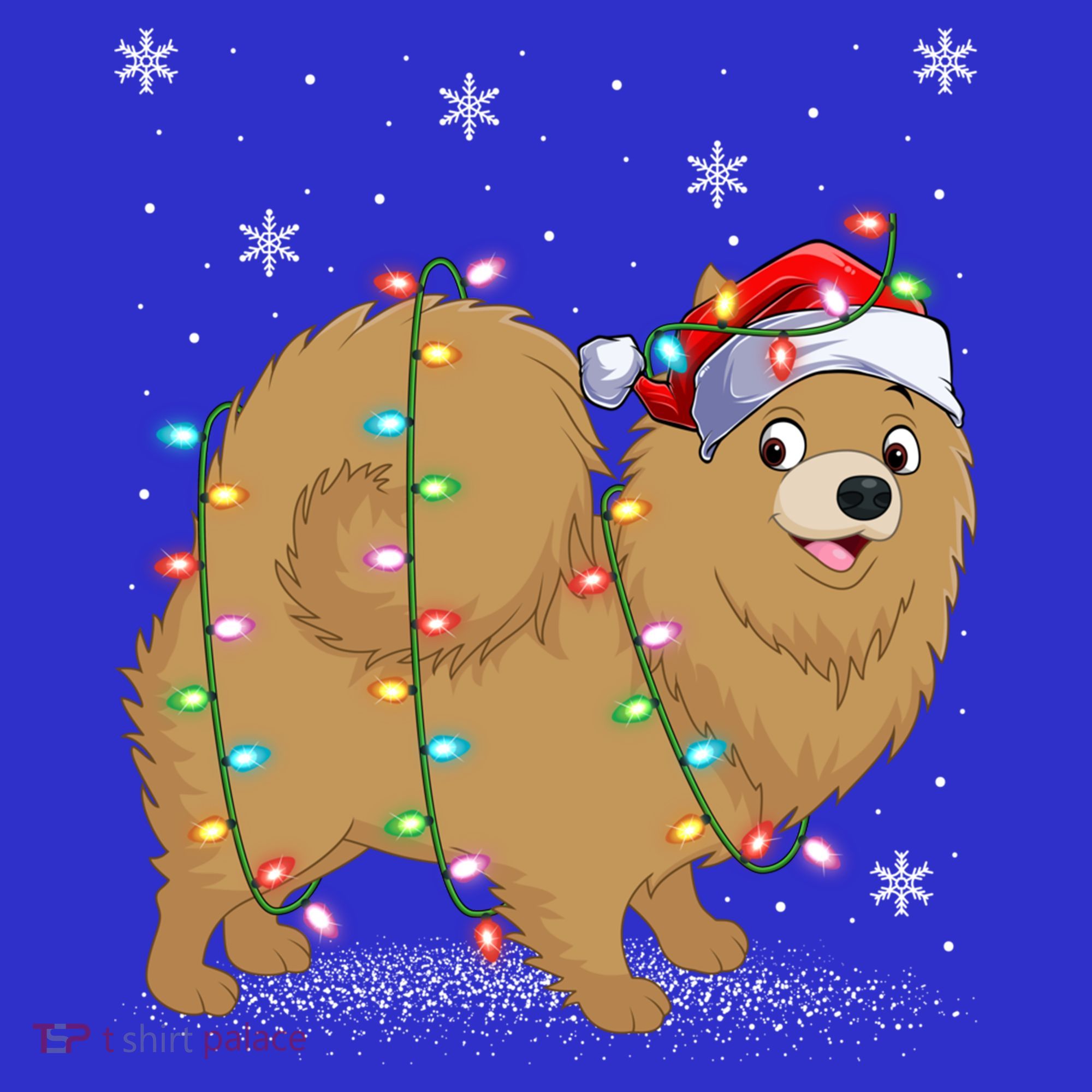 Pomeranian Dog Xmas Lighting Santa Pomeranian Christmas Gift Women's Tank Top