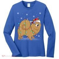 Pomeranian Dog Xmas Lighting Santa Pomeranian Christmas Gift Women's Long Sleeve Shirt thumb 0