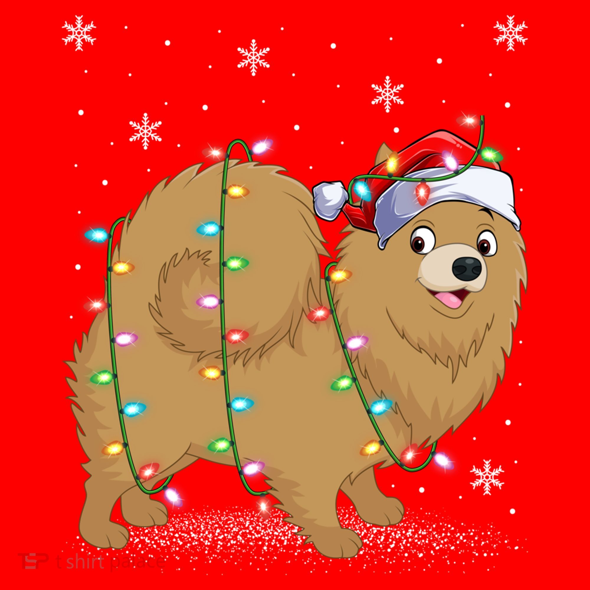 Pomeranian Dog Xmas Lighting Santa Pomeranian Christmas Gift Santa Hat