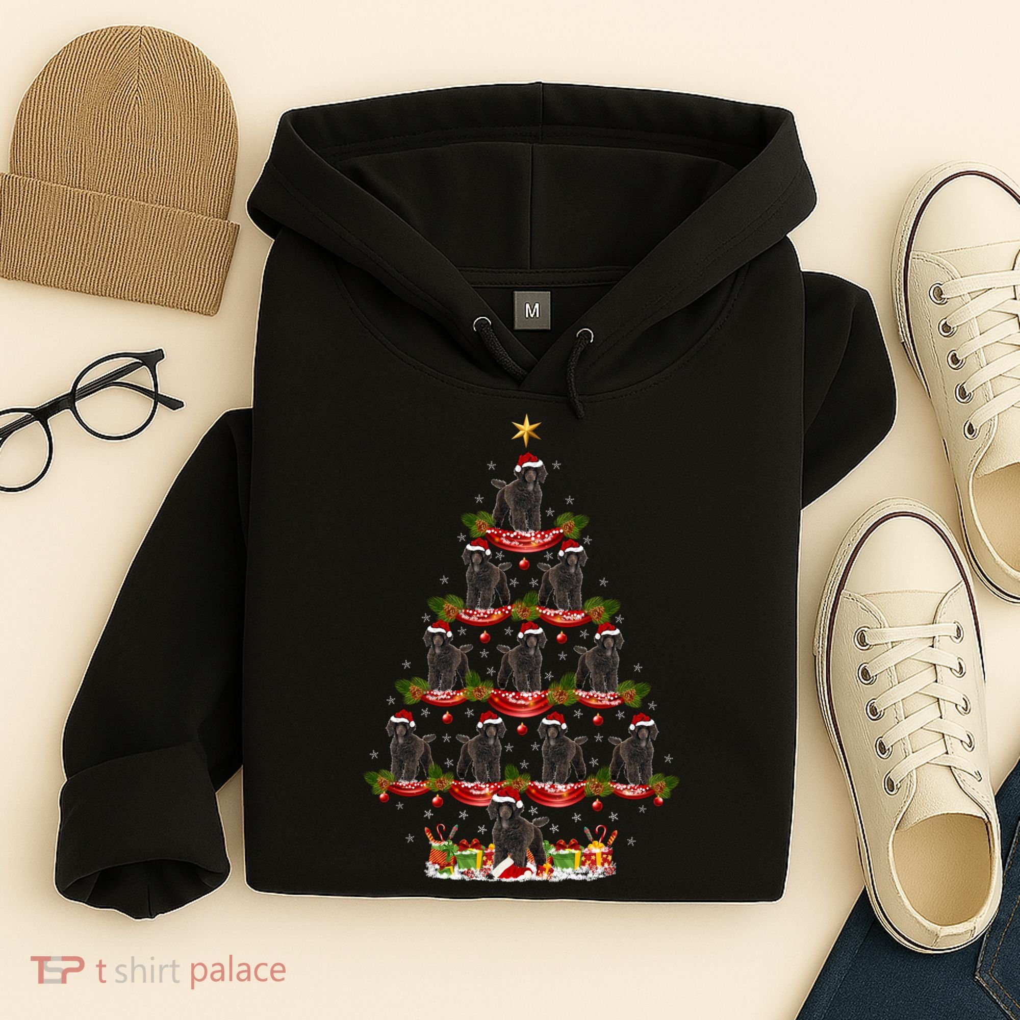 Poodle Dog Xmas Tree Lighting Poodle Christmas Tree Funny Gift Hoodie