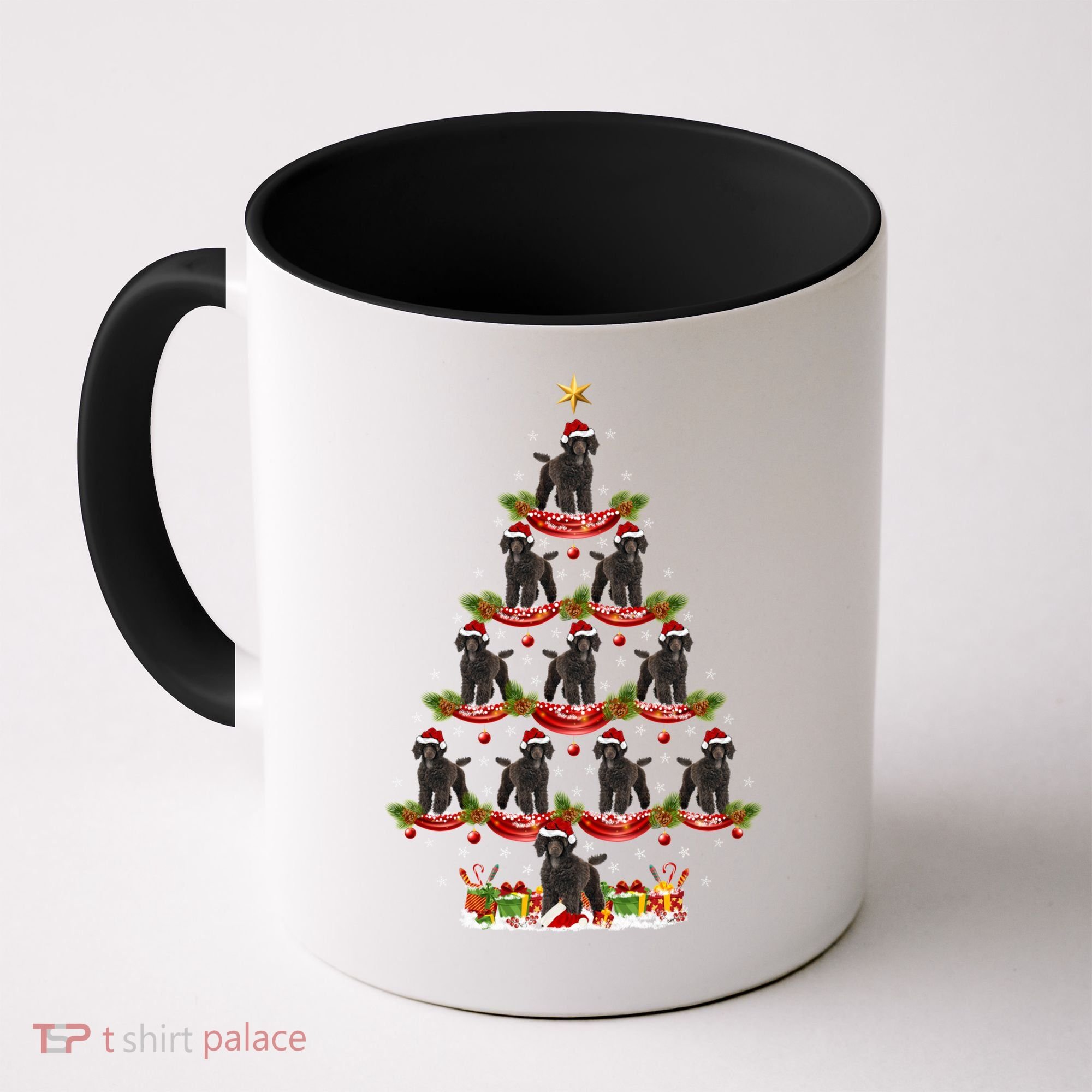 Poodle Dog Xmas Tree Lighting Poodle Christmas Tree Funny Gift Coffee Mug