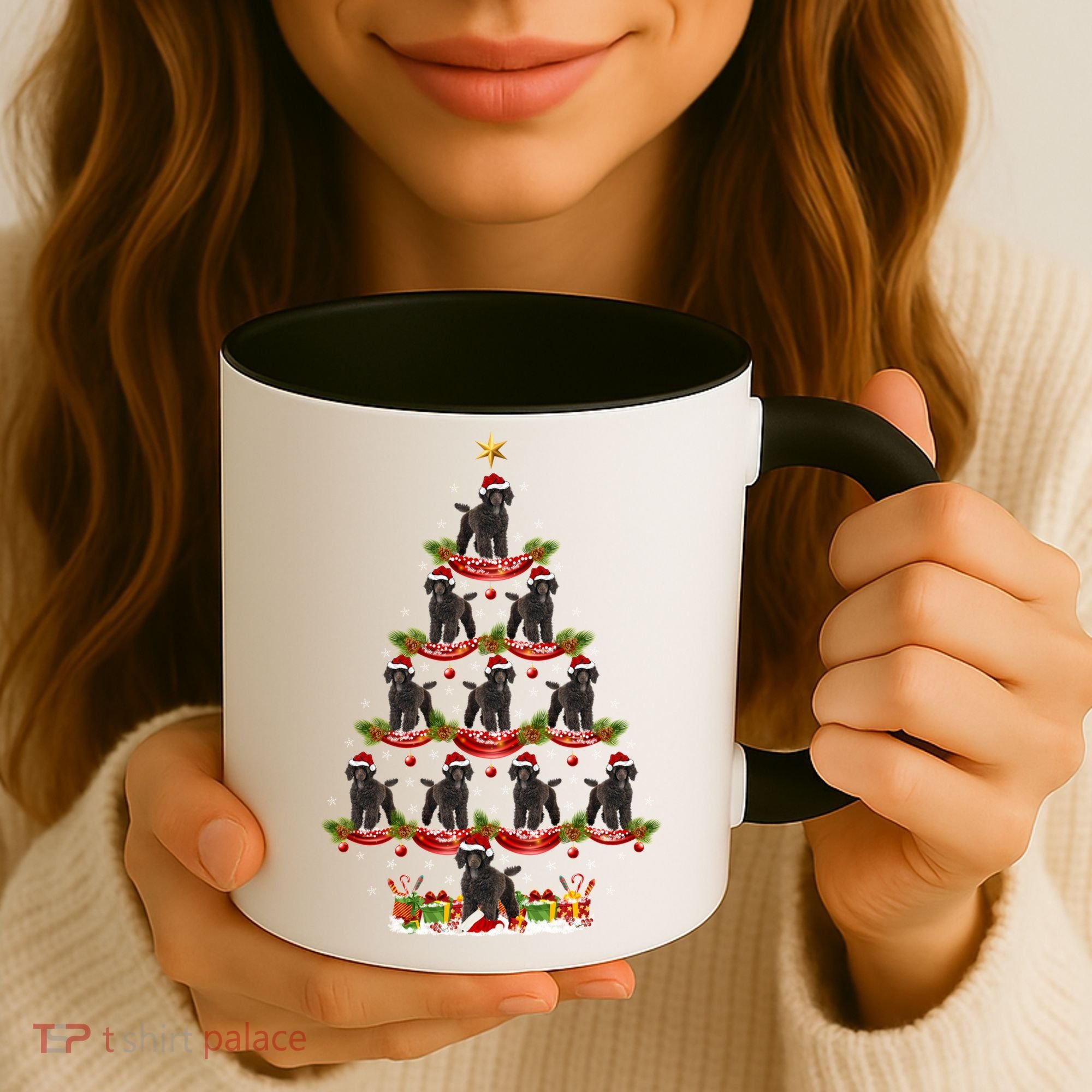 Poodle Dog Xmas Tree Lighting Poodle Christmas Tree Funny Gift Coffee Mug
