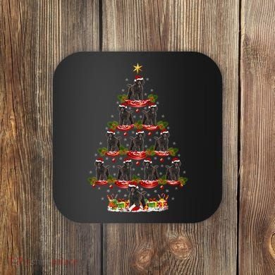 Poodle Dog Xmas Tree Lighting Poodle Christmas Tree Funny Gift Coaster