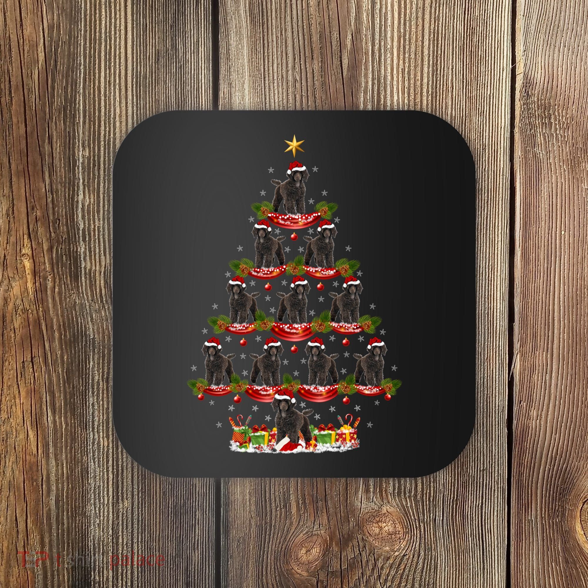 Poodle Dog Xmas Tree Lighting Poodle Christmas Tree Funny Gift Coaster