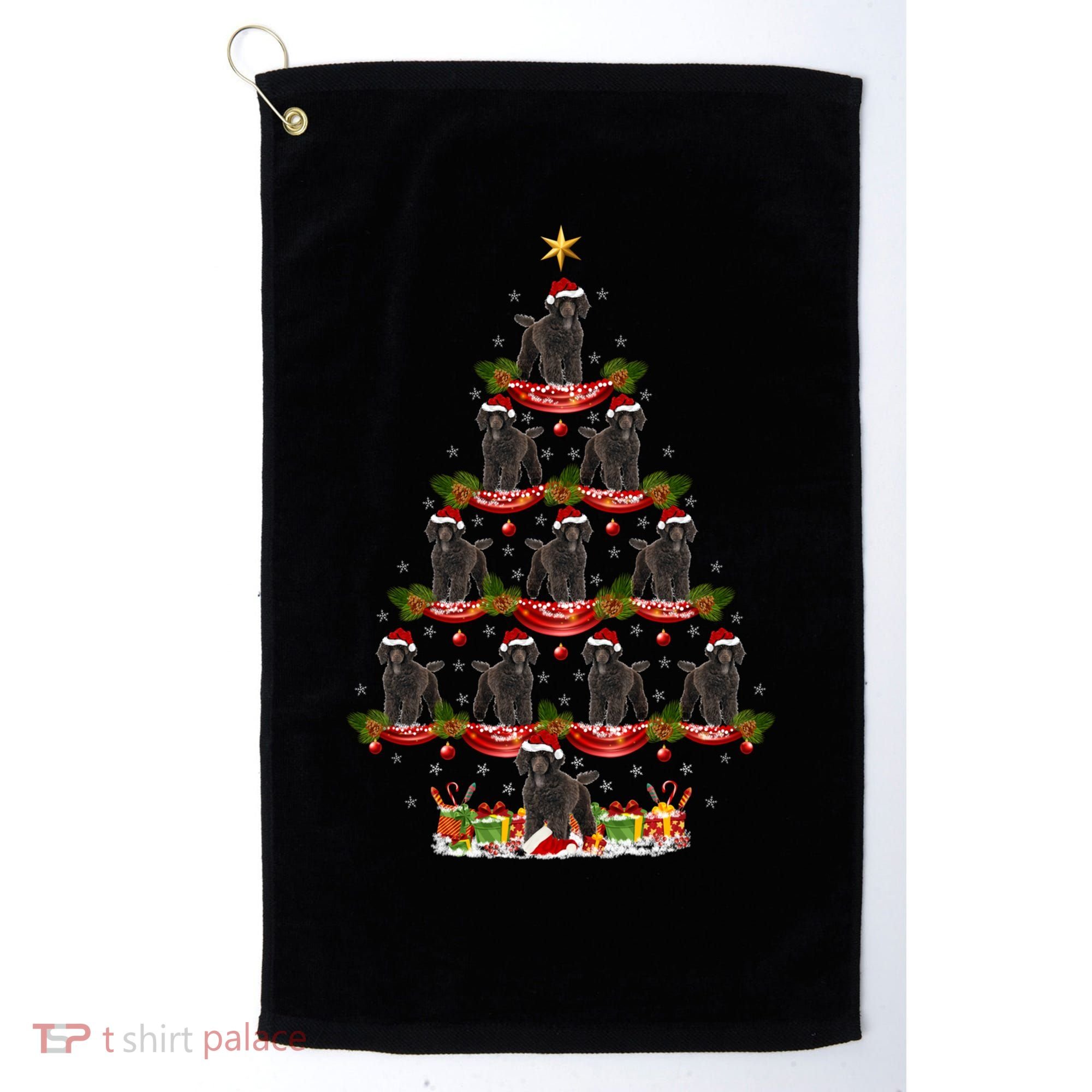Poodle Dog Xmas Tree Lighting Poodle Christmas Tree Funny Gift Golf Towel