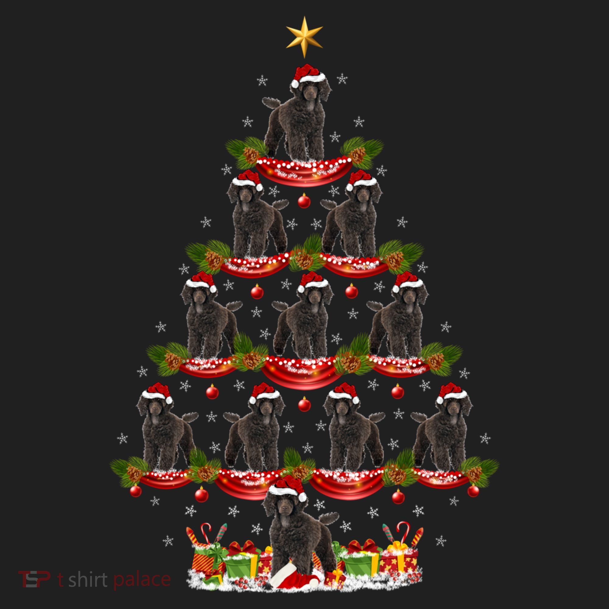 Poodle Dog Xmas Tree Lighting Poodle Christmas Tree Funny Gift Golf Towel