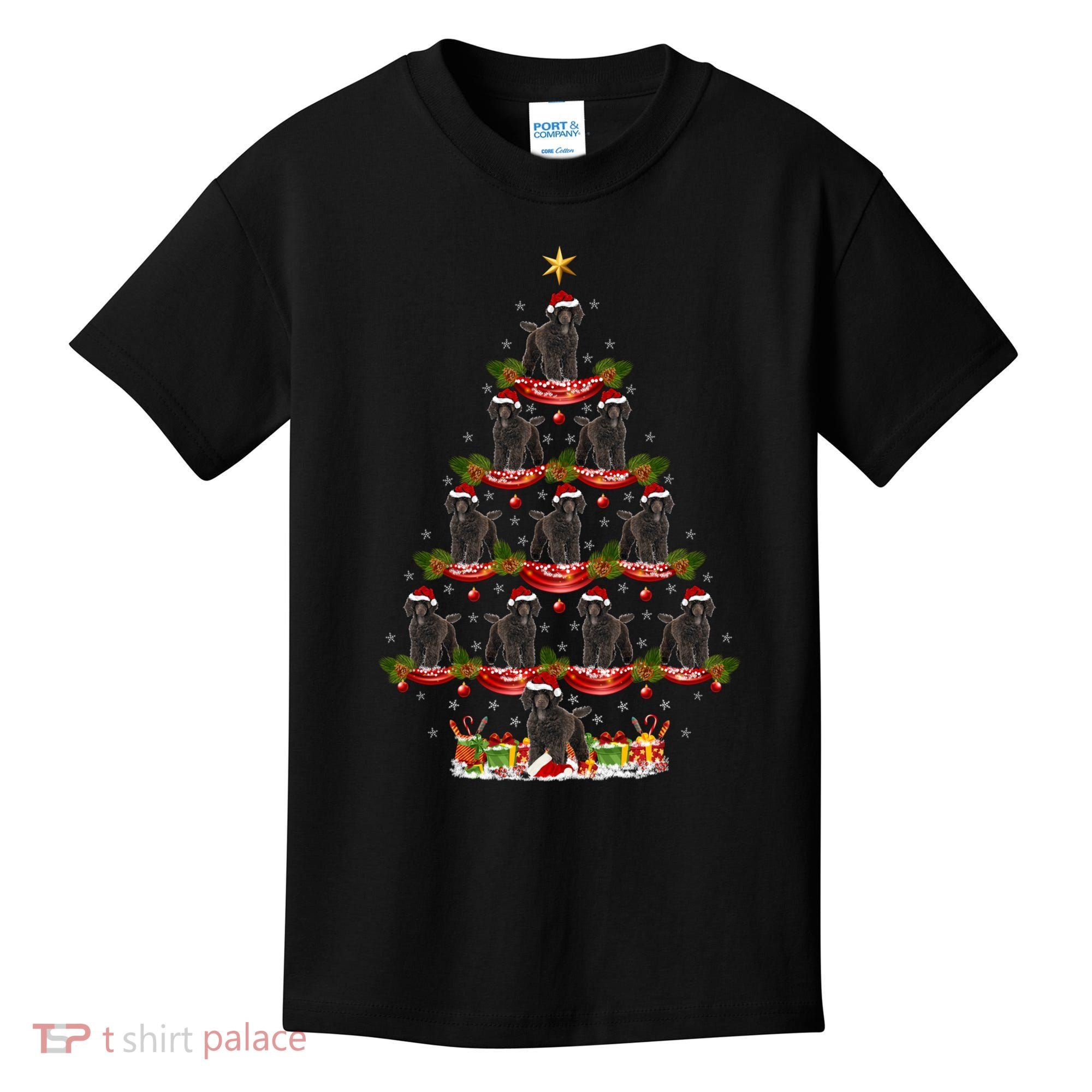 Poodle Dog Xmas Tree Lighting Poodle Christmas Tree Funny Gift Kids T-Shirt