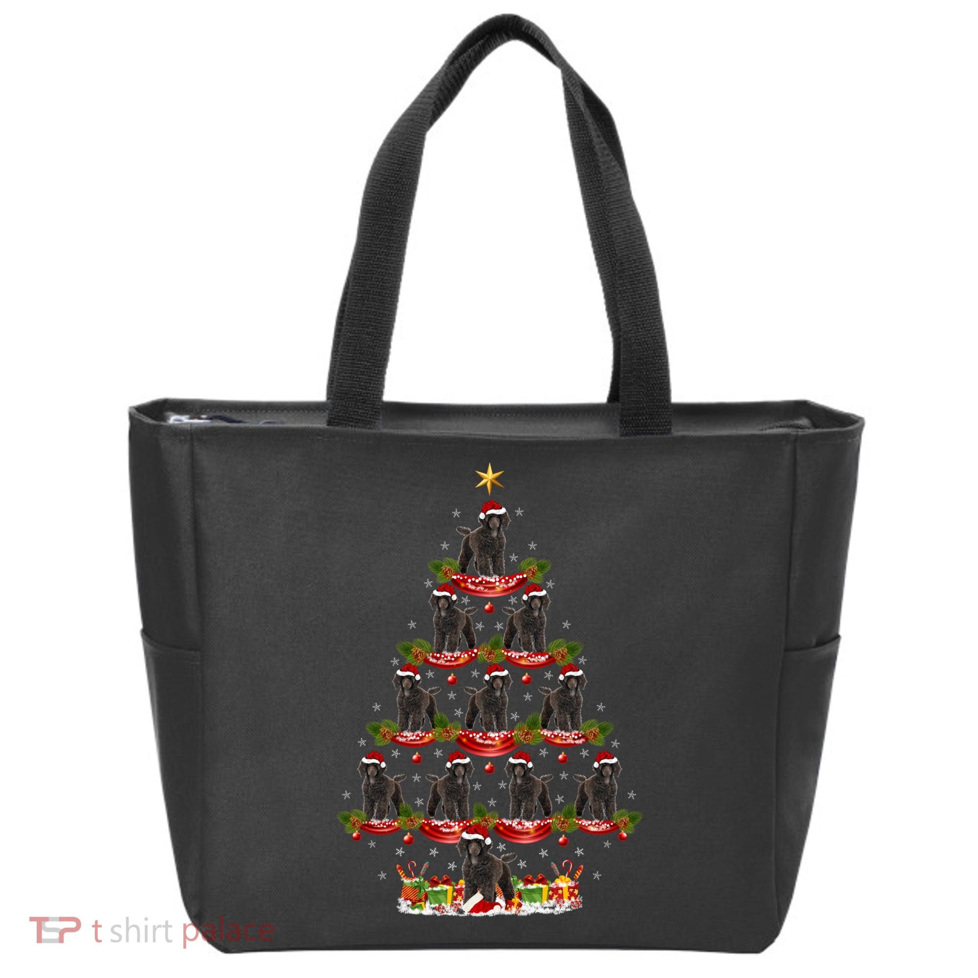 Poodle Dog Xmas Tree Lighting Poodle Christmas Tree Funny Gift Tote Bag