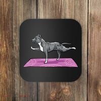 Pitbull Doing Yoga Funny Pitbull Dog Lover Yogi Teacher Coaster thumb 0
