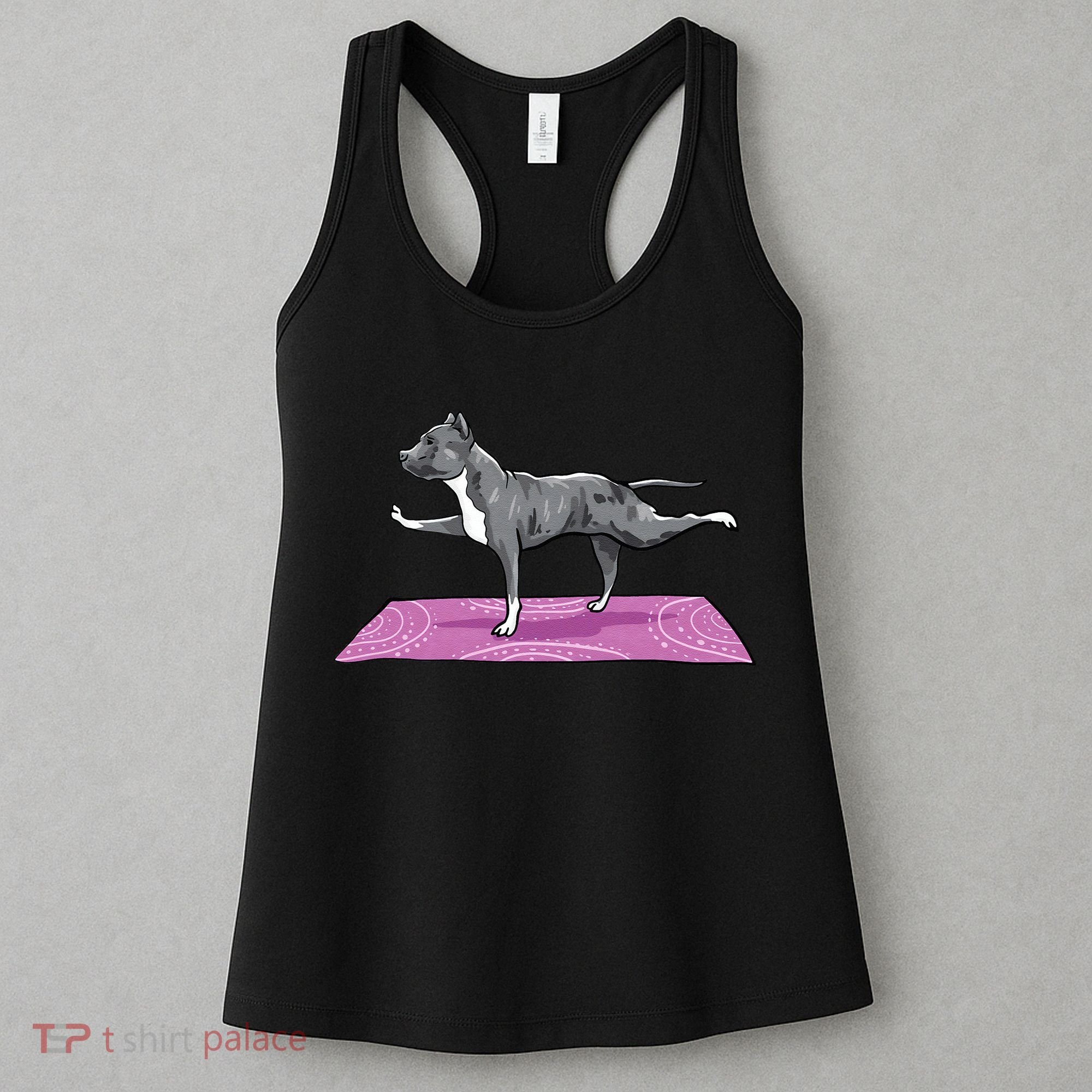 Pitbull Doing Yoga Funny Pitbull Dog Lover Yogi Teacher Women's Tank Top