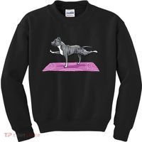 Pitbull Doing Yoga Funny Pitbull Dog Lover Yogi Teacher Kids Sweatshirt thumb 0