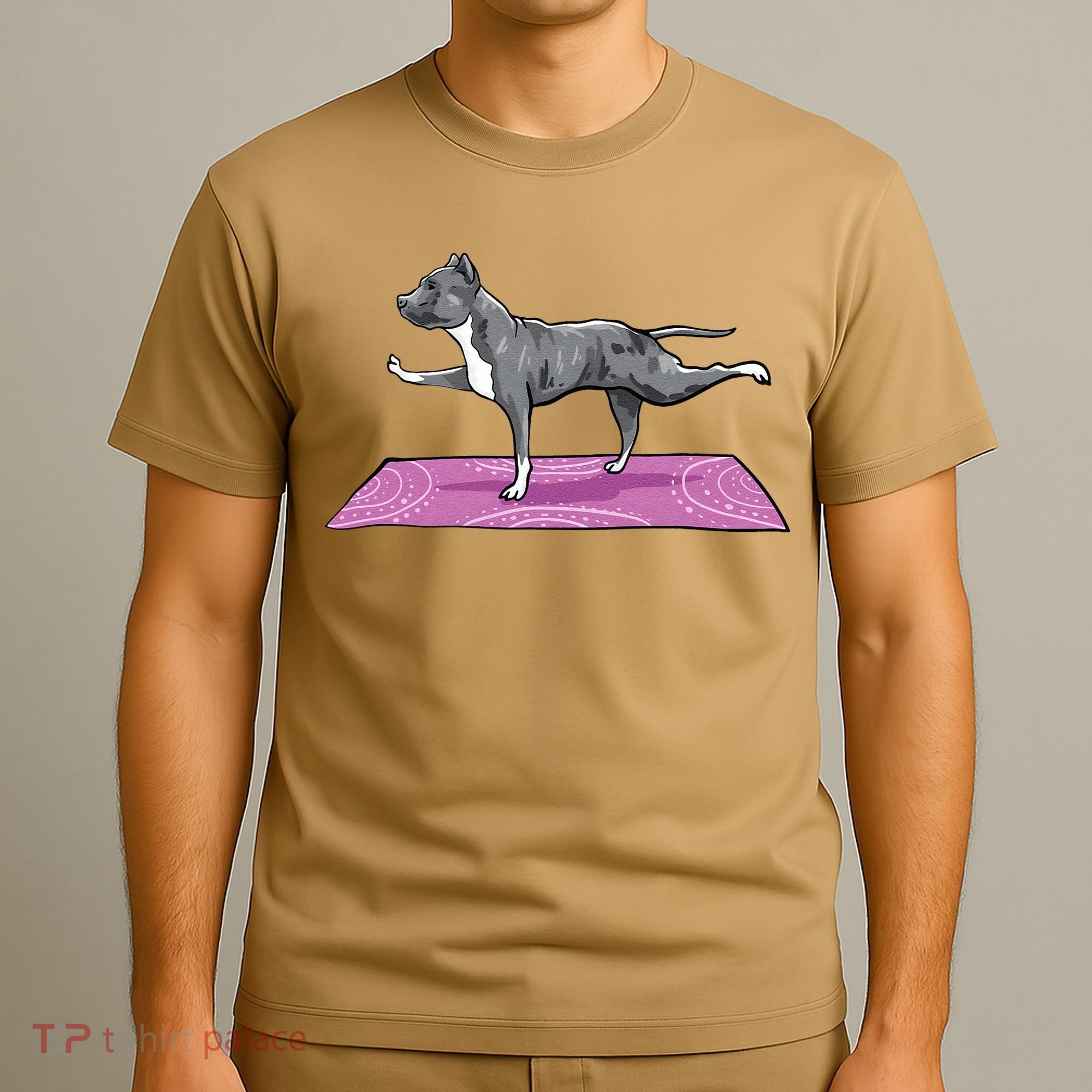 Pitbull Doing Yoga Funny Pitbull Dog Lover Yogi Teacher T-Shirt