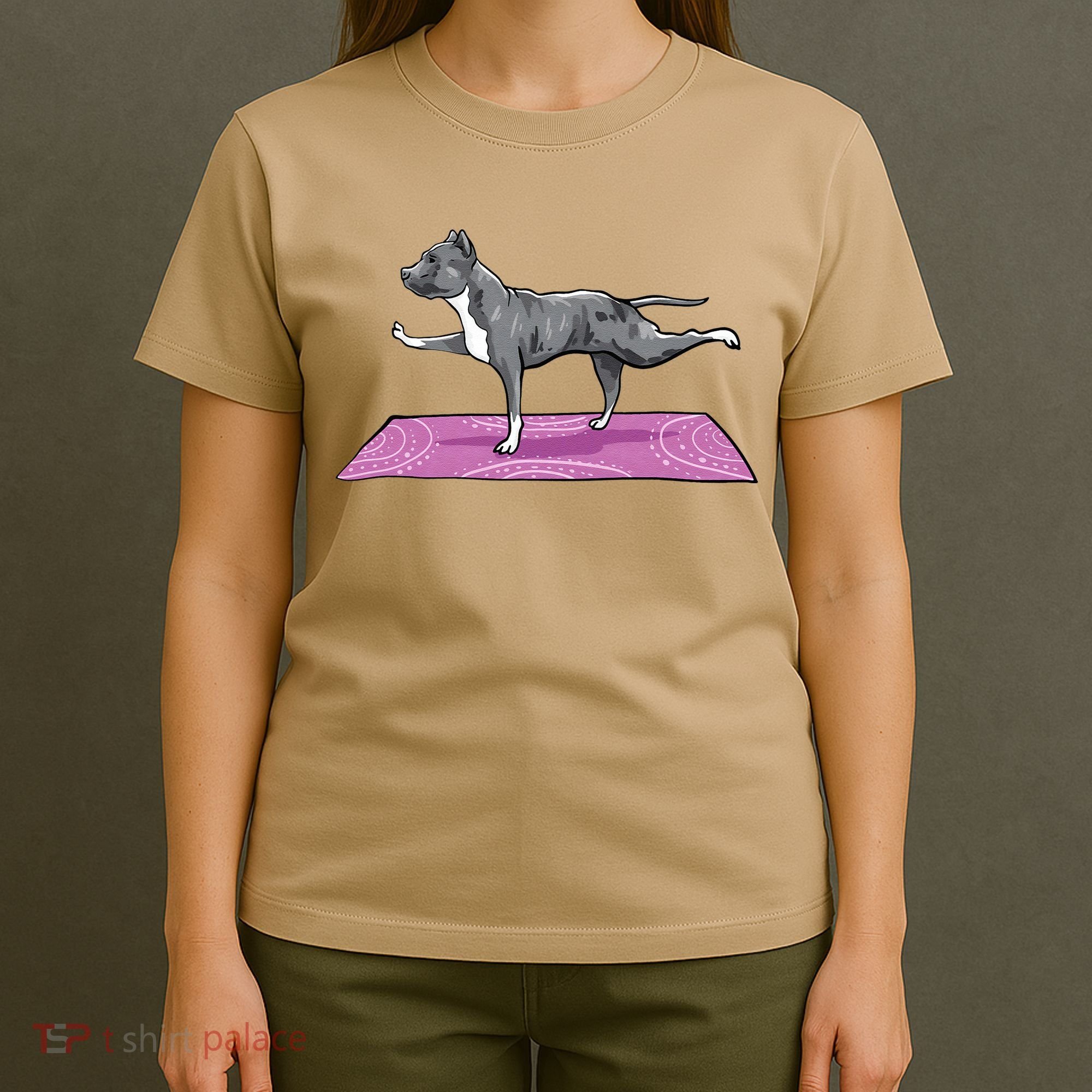 Pitbull Doing Yoga Funny Pitbull Dog Lover Yogi Teacher T-Shirt