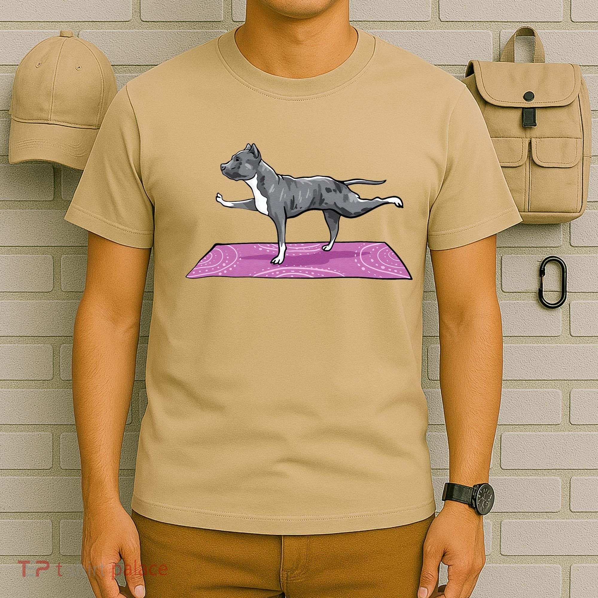Pitbull Doing Yoga Funny Pitbull Dog Lover Yogi Teacher T-Shirt