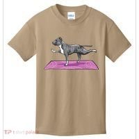 Pitbull Doing Yoga Funny Pitbull Dog Lover Yogi Teacher Kids T-Shirt thumb 0