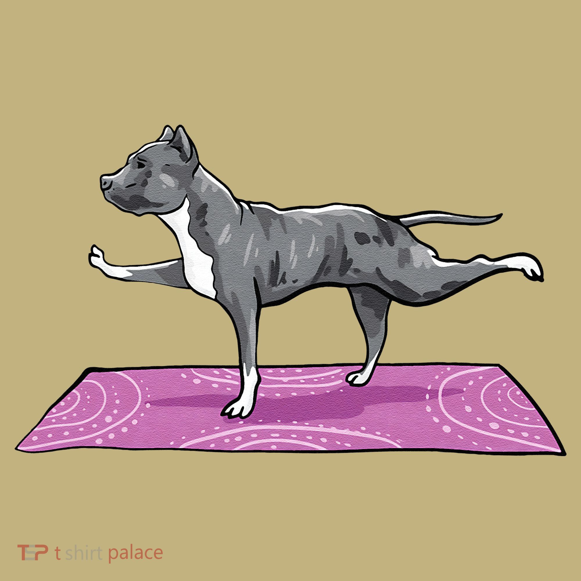 Pitbull Doing Yoga Funny Pitbull Dog Lover Yogi Teacher Kids T-Shirt