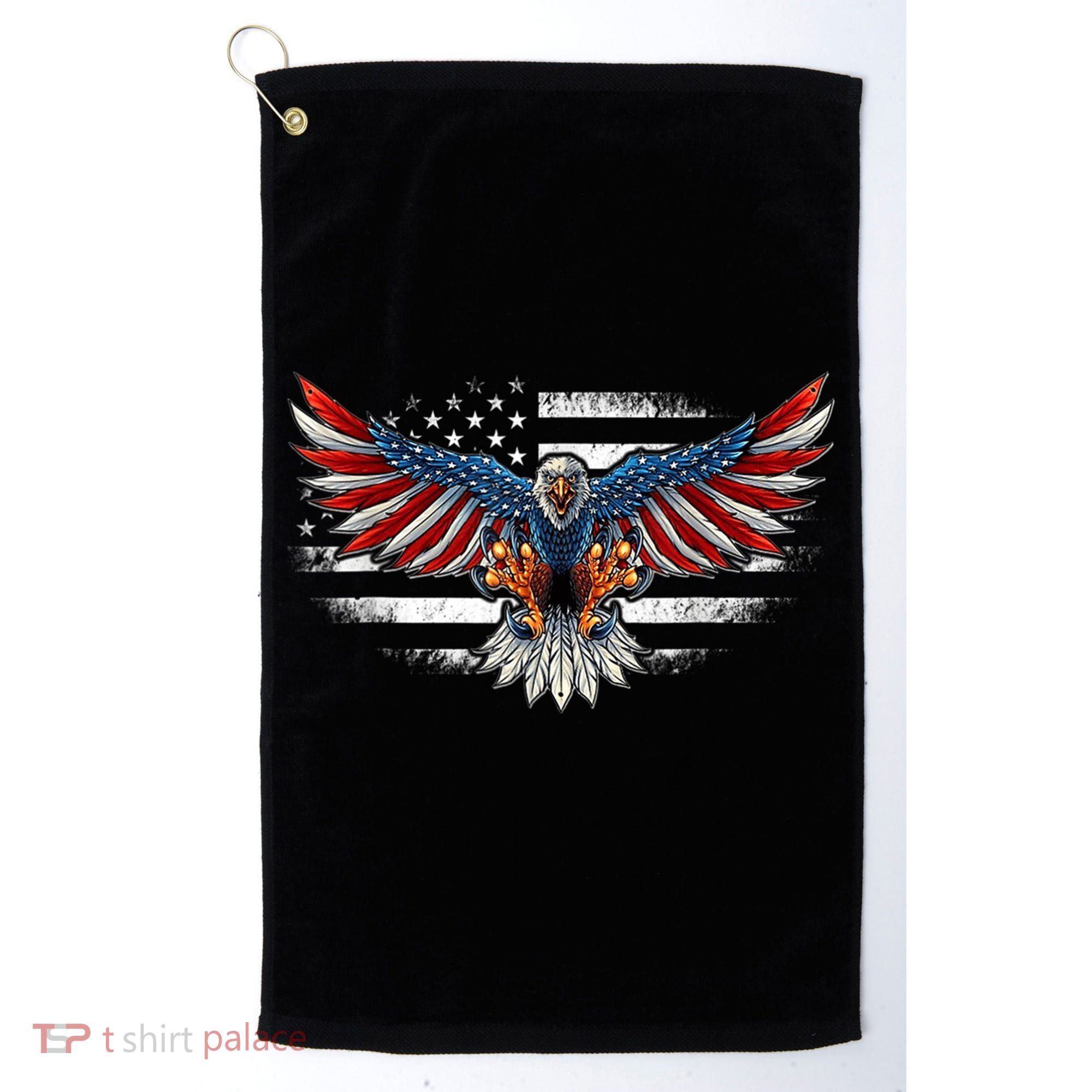 Patriotic Eagle 4th Of July Usa American Flag Funny Gift Golf Towel