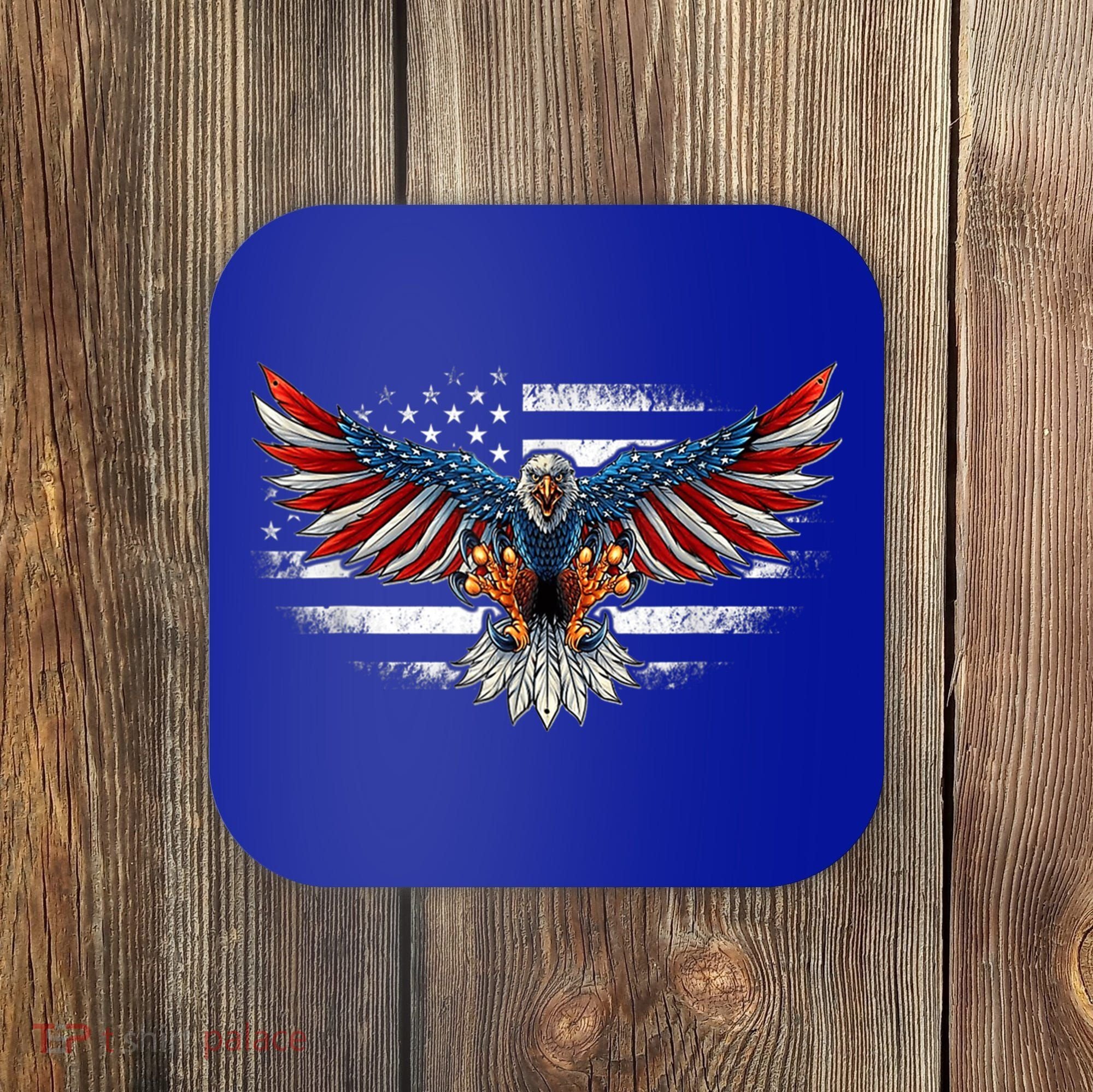 Patriotic Eagle 4th Of July Usa American Flag Funny Gift Coaster