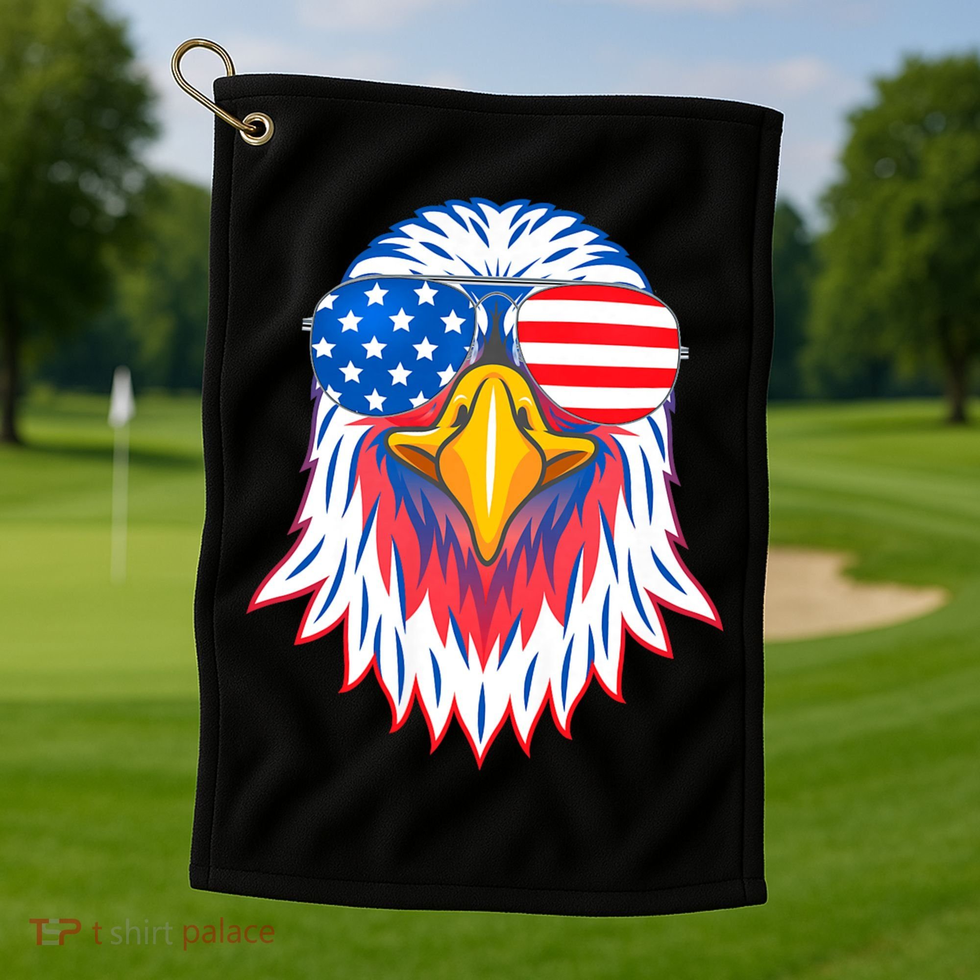 Patriotic Eagle 4th Of July Usa American Flag Pride Golf Towel
